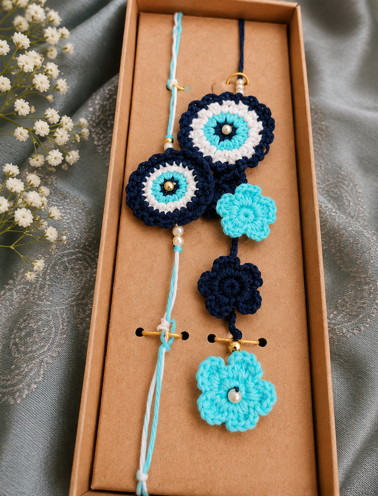Handmade Crochet Rakhi & Lumba Set