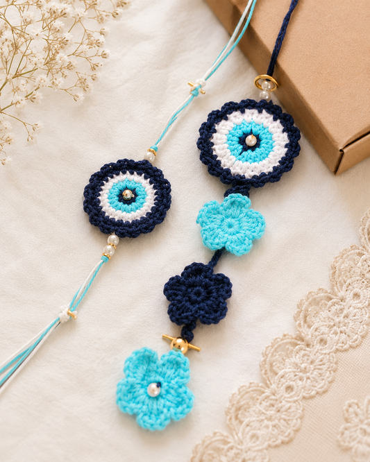 Handmade Crochet Rakhi & Lumba Set