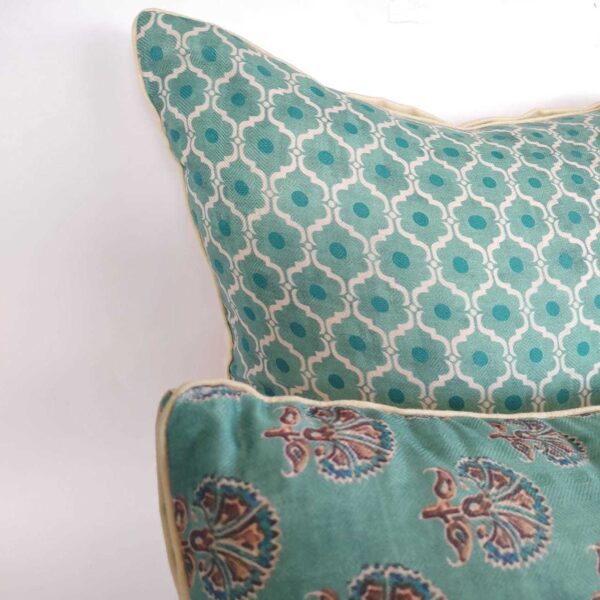 Flower Motif Soft Green Cushion