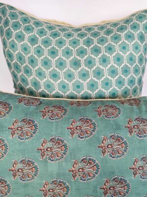 Flower Motif Soft Green Cushion