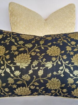 Black And White Brocade Silk Cushion Cover