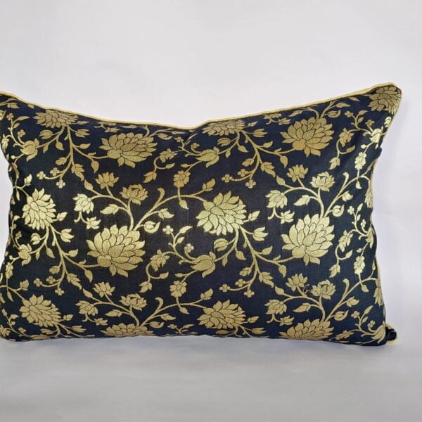 Black And White Brocade Silk Cushion Cover