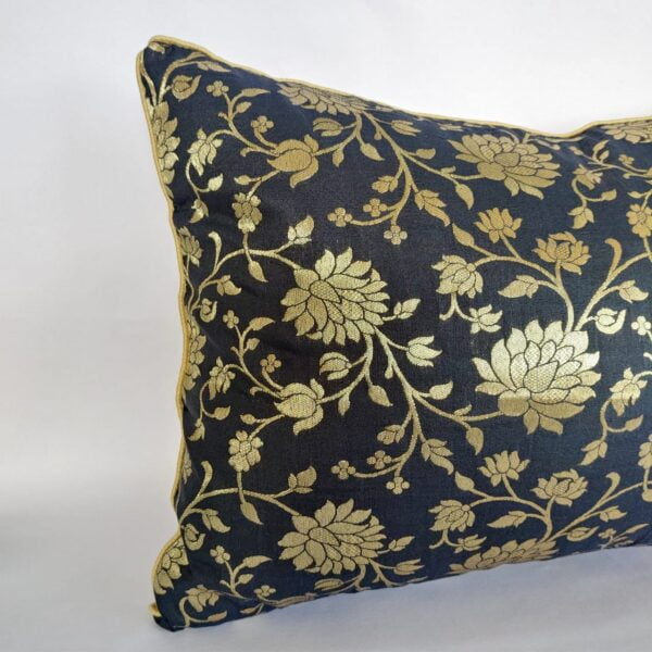 Black And White Brocade Silk Cushion Cover