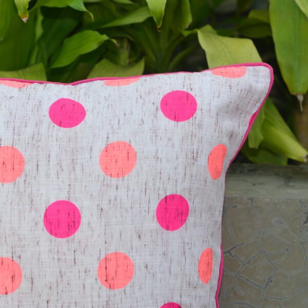 Pink Polka Cushion Cover (Single Piece)